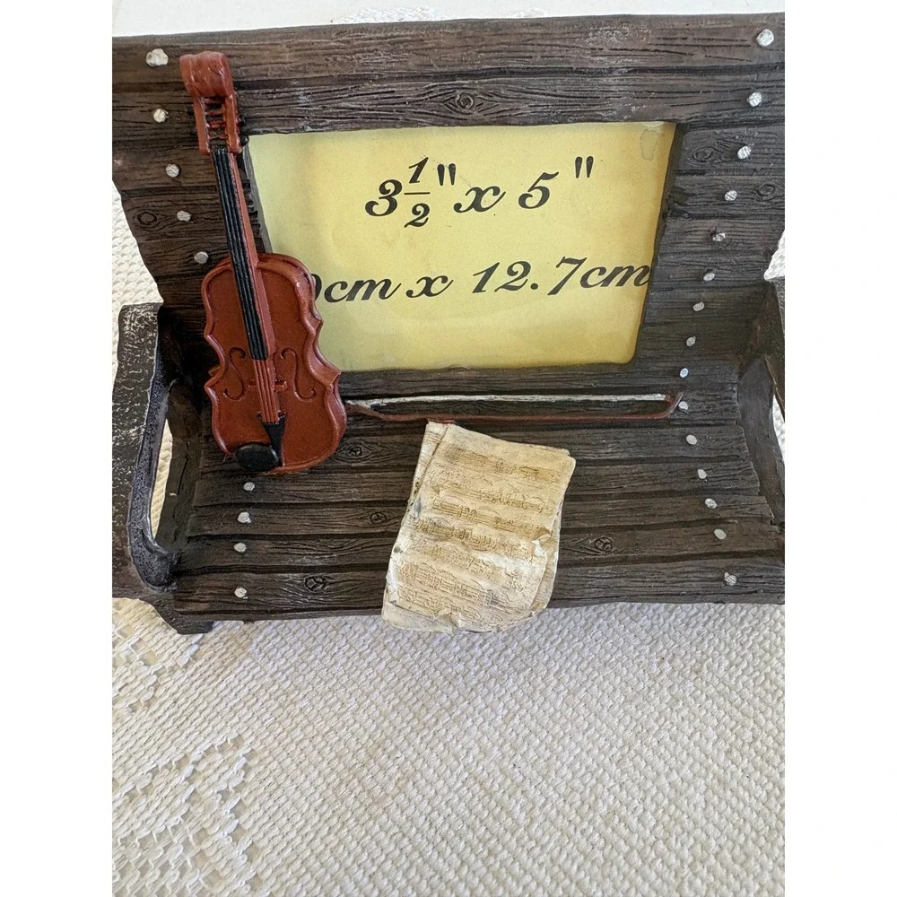 World Bazaars Musical Park Bench Picture Frame Violin Sheet Music 3.5x5 43149